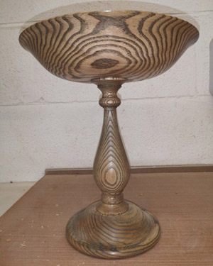 Turned wooden pedestal bowl