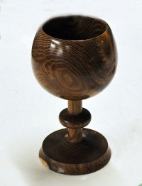 Turned wooden goblet