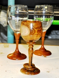 Turned wooden goblets