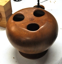 3 centre turned hollow form.