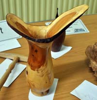 Yew vase with splayed neck