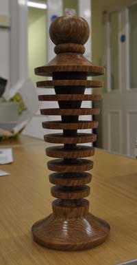 Turned wooden candlestick