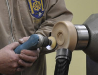 Sanding with an angled drill