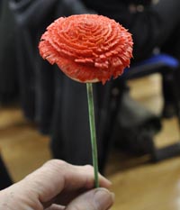 turned wooden flower
