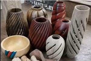 John Whiteley creates a spiral form on woodturning Spiral forms