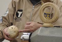 Hand turned apple and clock