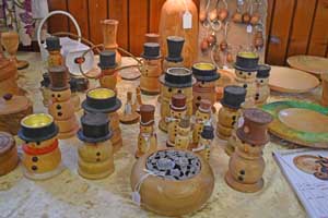 Turned wooden snowmen tea-lights