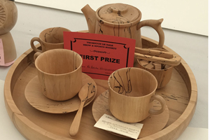 1st prize tea set in spalted beech.