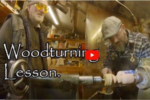 Tom Manney with John Whiteley enjoying a woodturning lesson in John's workshop Tom Manney woodturning lesson