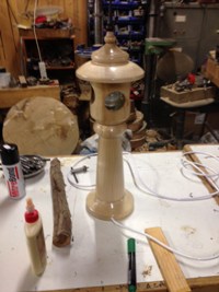 Turned wooden lighthouse