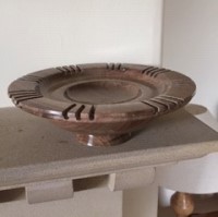 turned walnut fluted dish