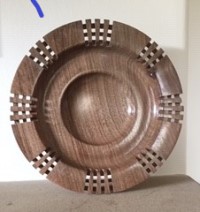 turned walnut fluted dish
