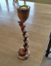 Turned wooden candlestick