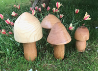 large wooden mushrooms
