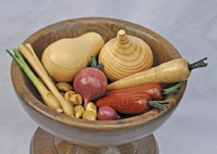 hand turned wooden vegetables